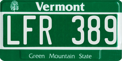 VT license plate LFR389