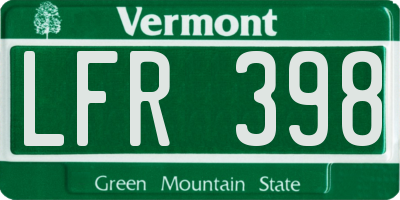 VT license plate LFR398