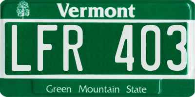 VT license plate LFR403