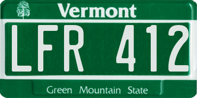 VT license plate LFR412