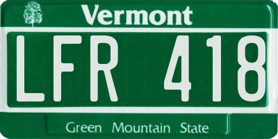 VT license plate LFR418