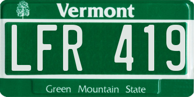 VT license plate LFR419