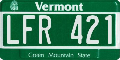 VT license plate LFR421