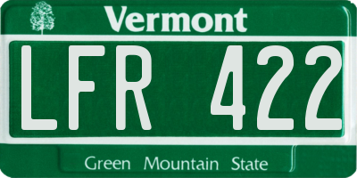 VT license plate LFR422