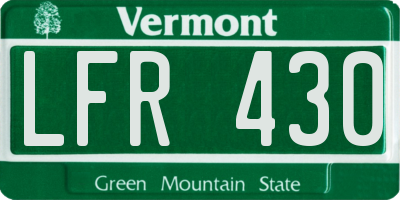 VT license plate LFR430