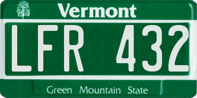 VT license plate LFR432