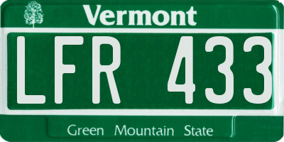 VT license plate LFR433