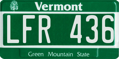VT license plate LFR436