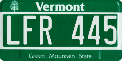VT license plate LFR445