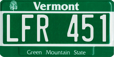 VT license plate LFR451