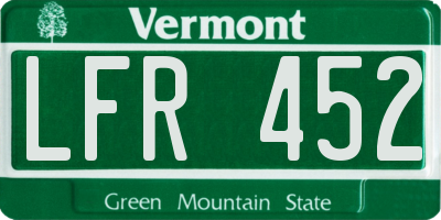 VT license plate LFR452