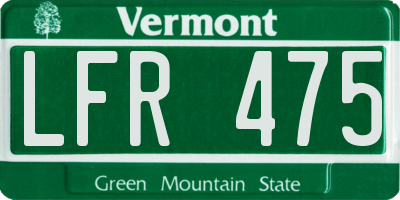 VT license plate LFR475