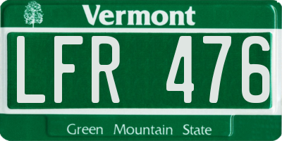 VT license plate LFR476