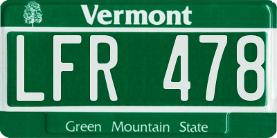 VT license plate LFR478