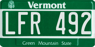 VT license plate LFR492