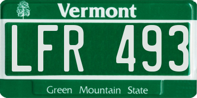 VT license plate LFR493