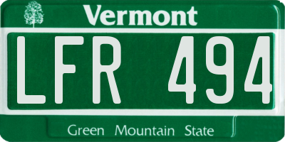 VT license plate LFR494
