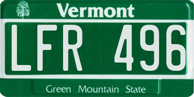 VT license plate LFR496