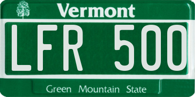 VT license plate LFR500