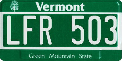 VT license plate LFR503
