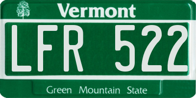 VT license plate LFR522