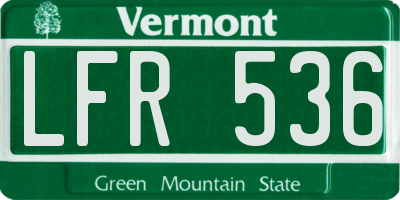 VT license plate LFR536