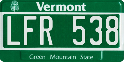 VT license plate LFR538