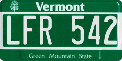 VT license plate LFR542