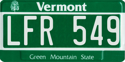 VT license plate LFR549