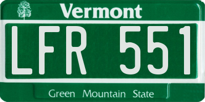 VT license plate LFR551
