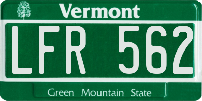 VT license plate LFR562