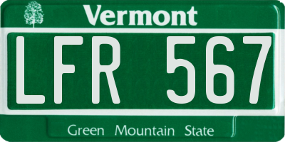 VT license plate LFR567
