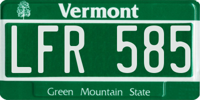 VT license plate LFR585