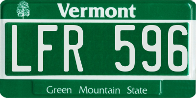 VT license plate LFR596