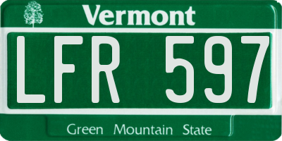 VT license plate LFR597
