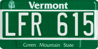 VT license plate LFR615