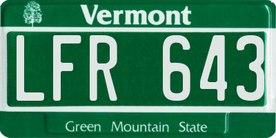VT license plate LFR643