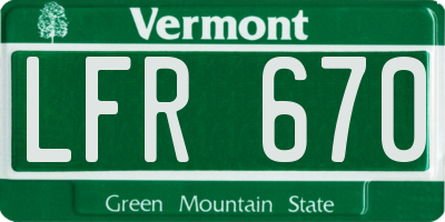 VT license plate LFR670