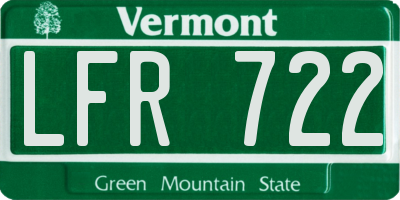 VT license plate LFR722
