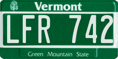 VT license plate LFR742