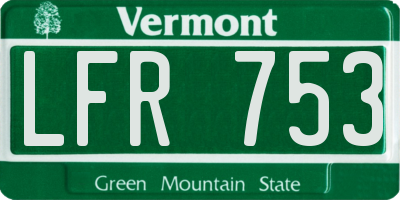 VT license plate LFR753