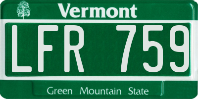 VT license plate LFR759