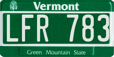 VT license plate LFR783