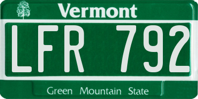 VT license plate LFR792
