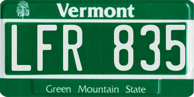 VT license plate LFR835