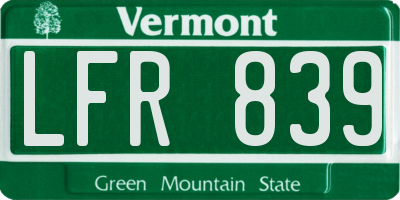 VT license plate LFR839