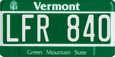 VT license plate LFR840
