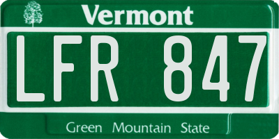 VT license plate LFR847