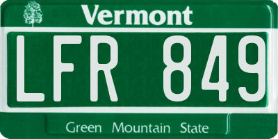 VT license plate LFR849