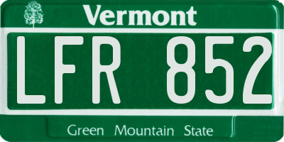 VT license plate LFR852